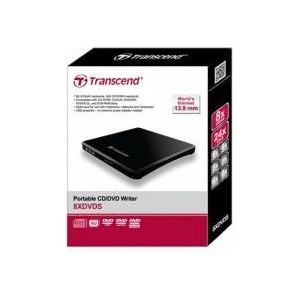 Transcend 8X DVD, SLIM TYPE, USB, BLACK Portable DVD Writer Black, Black, DVDąR/RW, USB 2.0, CD-R, DVD+R, DVD+R DL, DVD+RW, DVD-R, DVD-R