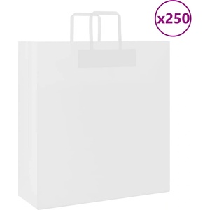 vidaXL Хартиени торбички 250 бр с дръжки бели 45x17x48 см (4101849)