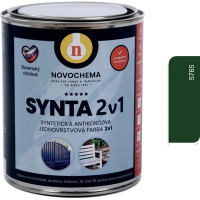 Novochema synta 2v1 syntetická antikorozní jednovrstvá barva 2v1 5 kg 5765 Mechová zelená matná