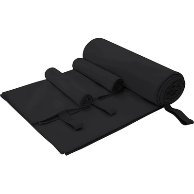 vidaXL Комплект Спортни Хавлии 3 pcs Черно Полиестер и полиамид (42011499)