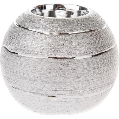 Keramický svícen - stříbrný 10 cm