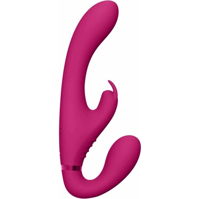 Vive Suki battery-operated strapless clip-on vibrator with bunny clit stimulator pink