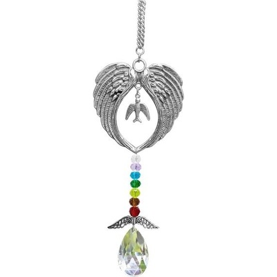 Křišťálový skleněný lapač slunce s andělskými křídly pro zavěšení do auta, doplňky a dekorace na – Zboží Dáma