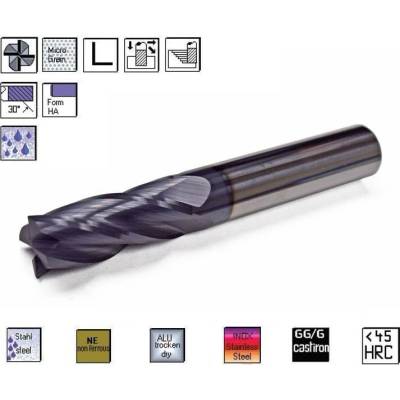 SK univerzální fréza pr. 10,0 x 26,0 mm 4bř. 30° TiAlN 45HRC , CERANIT 77.1000