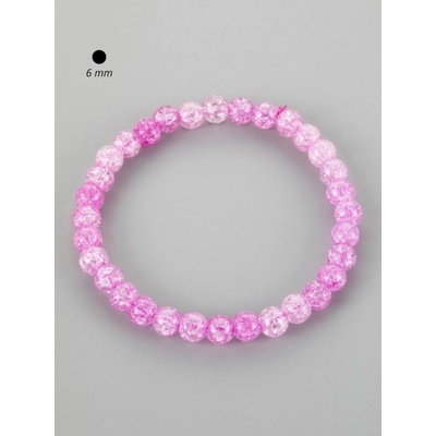 Prosperk Krásný drobný náramek z korálků růžového pukaného křišťálu o průměru růžová světlá S0625