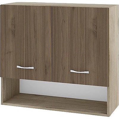 ИРИМ Горен шкаф с две врати и ниша Сити АРО-8 дъб сонома арвен / орех адмирал 80 см