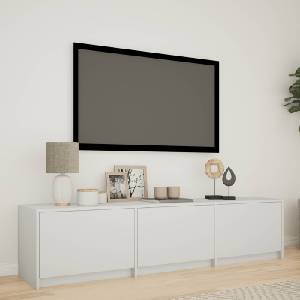 vidaXL TV шкаф с LED 165 x 34 x 40 см Бял Инженерен дървен материал (3418722)