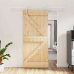 vidaXL Преплъзваща се врата 90 x 210 cm Масивна борова дървесина (3444949)