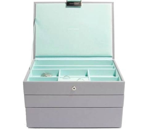 Stackers šperkovnice Grey Mint Classic tyrkysová