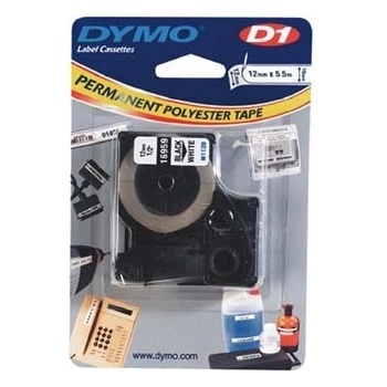 DYMO D1 16959, S0718060, 12mm x 5.5m, черен печат/бял фон, оригинална лента (S0718060)