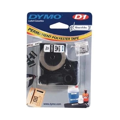DYMO D1 16959, S0718060, 12mm x 5.5m, черен печат/бял фон, оригинална лента (S0718060)
