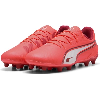 PUMA Детски футболни бутонки Puma King Match Childrens Firm Ground Football Boots - Red/White