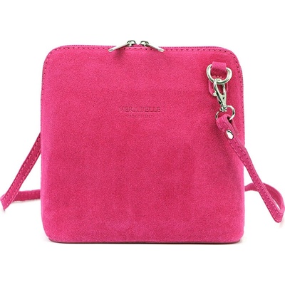 Malá kožená ružová celozipsová crossbody kabelka 1702-14