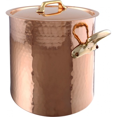 Mauviel Vysoký měděný hrnec s bronzovými uchy a poklicí M’Tradition 36 cm / 36 l 214836