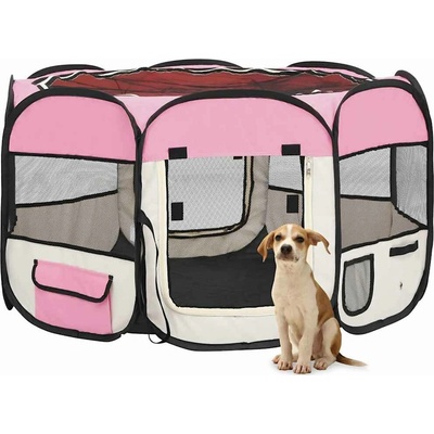 vidaXL Skládací ohrádka pro psy s taškou růžová 110 x 110 x 58 cm 9799.171010 – Zboží Dáma