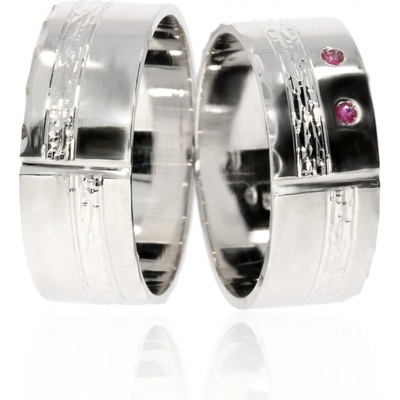 Zlatnictví Helios Zlaté snubní prsteny L 276 S přírodními Rubíny