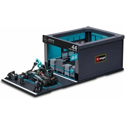 Bburago Model Mercedes F1Lewis Hamilton s modelem boxu 1:43