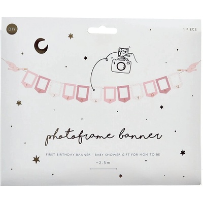 PartyDeco Girlanda papierová s fotorámčekmi Bocian 3 m