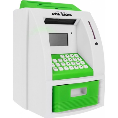 Bankomat skarbonka pre deti 3+ zelený s interaktívnymi funkciami a kartou