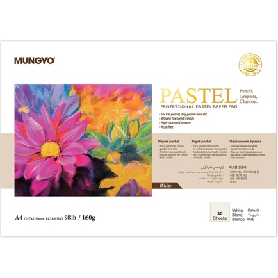 Mungyo Skicak pre pastely v lepenej väzbe biely A4 160g 30 listov