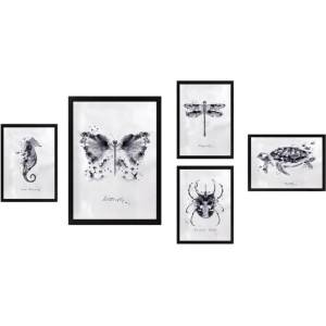 Wallity Картини в комплект от 5 бр. Butterfly - Wallity (364LUL1167)