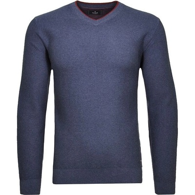 Ragman V-neck Pullover with tipping 782 blau-mel