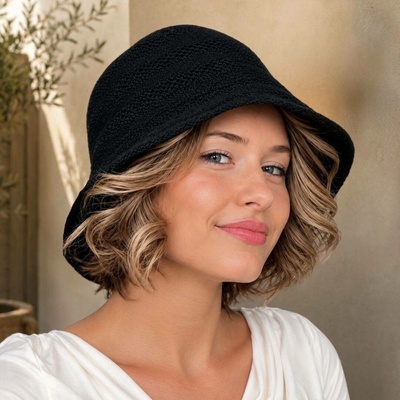 Dámský letní nemačkavý klobouk Cloche háčkovaný barevné varianty P-3232