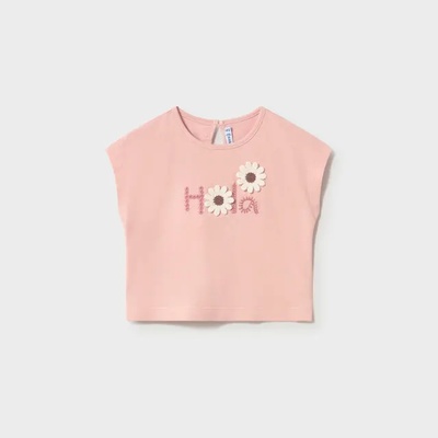 MAYORAL Тениска къс ръкав апликации crochet в розов цвят за бебе момиче Mayoral