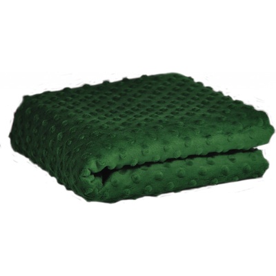 Látka Minky 380 mikroplyš vzor bodky, farba tm. zelená