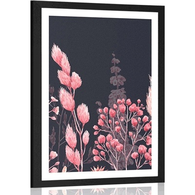 Plakát s paspartou variace trávy v růžové barvě - 30x45 white
