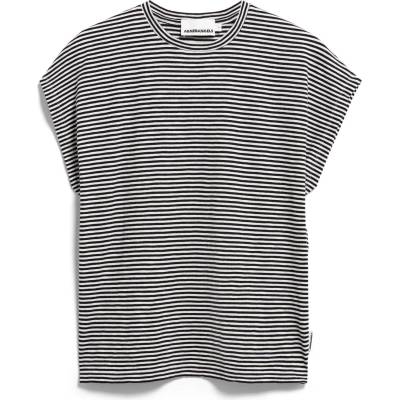 Armedangels Дамска тениска ARMEDANGELS Women's Slub Jersey Stripe T-shirt - Black / Oatmilk (916-6596-0114)