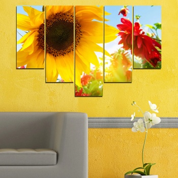 Vivid Home Картини пана Vivid Home от 5 части, Цветя, Канава, 160x100 см, 6-та Форма №0211