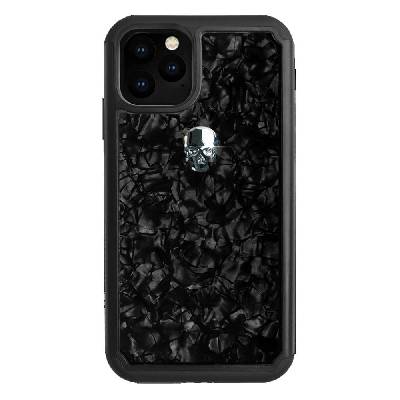 Хибриден удароустойчив кейс с кристали Cваровски за iPhone 11 Pro Max - Bling My Thing Treasure Silver Skull Nacre Swarovski (черен) (ipxi-l-tr-bk-slv)