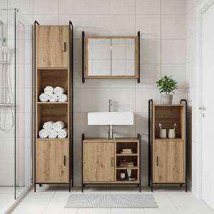vidaXL Комплект шкафове за баня 3 бр. Дъб артизан 40 x 36 x 99, 5 см (3444512)