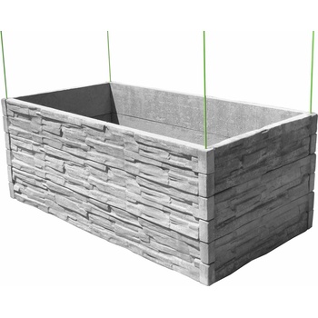 Barigadi Vyvýšený záhon betónový 200 x 100 cm výška 75 cm vzor štiepaný kameň prírodná šedá