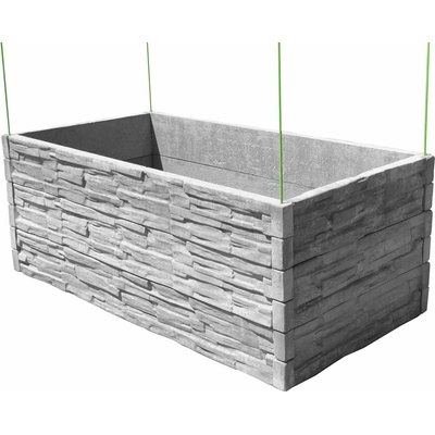 Barigadi Vyvýšený záhon betónový 200 x 100 cm výška 75 cm vzor štiepaný kameň prírodná šedá