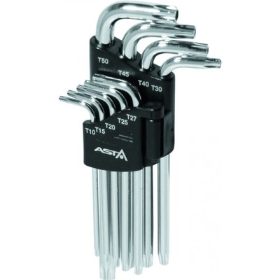 Sada stredných TORX kľúčov s otvorom T10 - T50, 9 ks A-712TF2