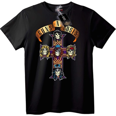 NOONEBRAND Тениска Guns N' Roses Черепи Кръст - 6XL, White