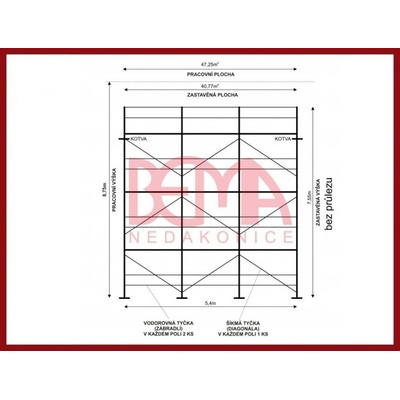 Bema kostka lešení 47,25 m² podlážky nové