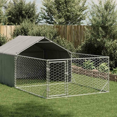 vidaXL Venkovní psí kotec s výběhem a krytou částí 500 x 200 x 150 cm pozinkovaná ocel 9799.3329236