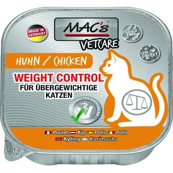 MAC's Mac’s VetCare Cat Weight Control Adult GRAIN FREE, пастет за пораснали котки, с наднормено тегло, БЕЗ ЗЪРНО, с пилешко месо, 85 гр - Германия - 581VE