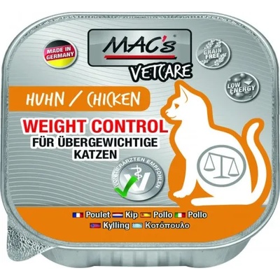MAC's Mac’s VetCare Cat Weight Control Adult GRAIN FREE, пастет за пораснали котки, с наднормено тегло, БЕЗ ЗЪРНО, с пилешко месо, 85 гр - Германия - 581VE