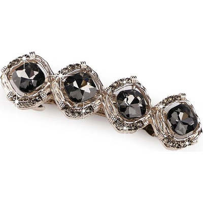 Stoklasa Francouzská spona do vlasů s broušenými kamínky black diamond