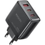 YESIDO Захранване за ел. мрежа за лаптопи, смартфони и таблети с USB-A и 2xUSB-C изходи с технология за бързо зареждане - Yesido YC144 GaN Fast Wall Charger 65W (черен) (YC144 (KF2357817))