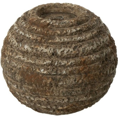 Hnědý antik rustikální cementový kulatý svícen Dibbo - Ø 13*11 cm - J-Line by Jolipa