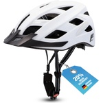 Fischer adult bicycle helmet, cycling helmet, city helmet Urban Plus Atlanta, S/M, 52-59cm, white, with integrated LED rear light - 50630 (50630)