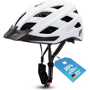 Fischer adult bicycle helmet, cycling helmet, city helmet Urban Plus Atlanta, S/M, 52-59cm, white, with integrated LED rear light - 50630 (50630)