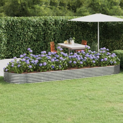 vidaXL truhlík práškově lakovaná ocel 450x140x36 cm stříbrný