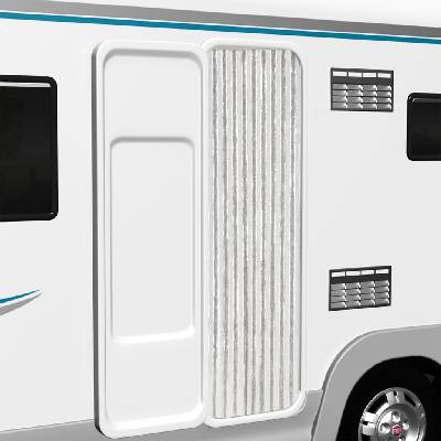 vidaXL Ресни за врата против мухи, светлосиво и бяло, 56x200 см, шенил (377312)