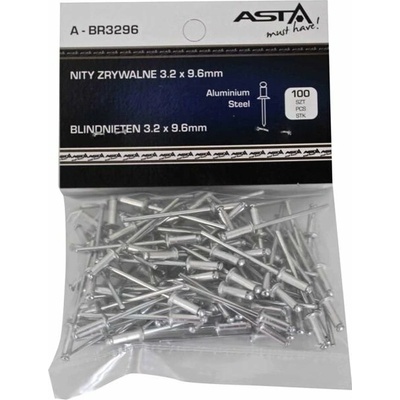 ASTA A-BR3296 Trhací nýty hliník-ocel, 3,2 x 9,6 mm, s plochou hlavou, sada 100 ks